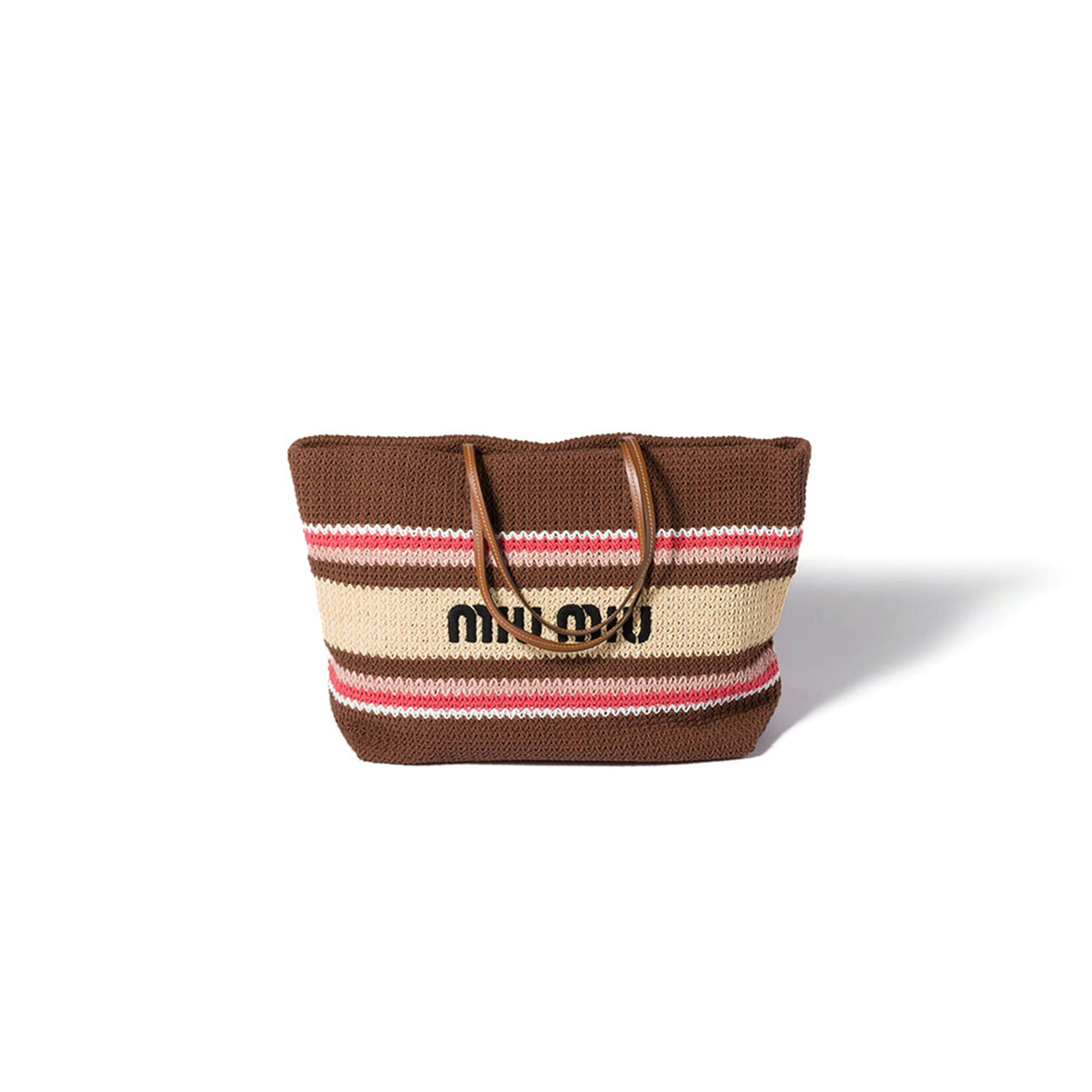 MIU MIU RAFFIA-EFFECT WOVEN TOTE BAG 5BG228 (40*34*16cm)